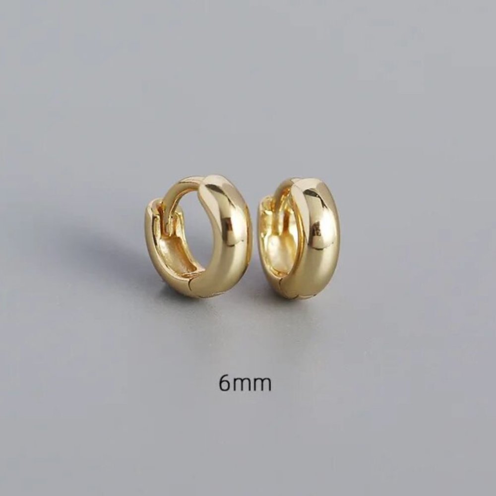 925 Sterling Silver Gold Plated Hoop Earrings for Women - 7mm